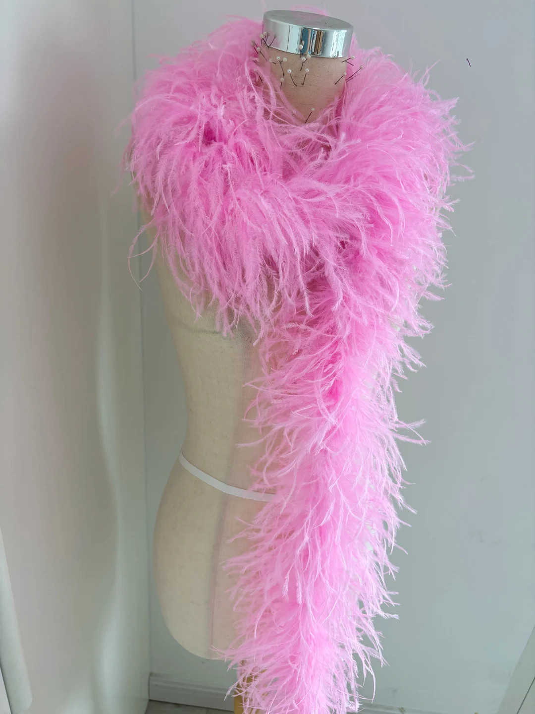 3 Ply Pink Ostrich Feather Boa for Dress, Extra Dense Natural Ostrich Hair Feather Trim for Coutu... | Etsy (US)