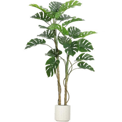 5FT Artificial Monstera Deliciosa Plant - Realistic Fake Tropical Palm Tree, UV Resistant Faux Plant in Ceramic Pot for Home Office Decor | Target