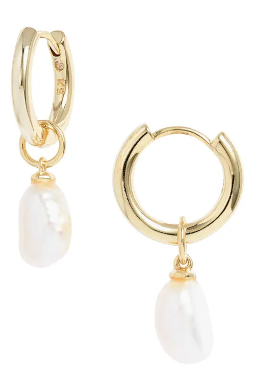 Kendra Scott Willa Baroque Pearl Huggie Earrings in White Pearl at Nordstrom | Nordstrom