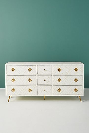 Optical Inlay Nine-Drawer Dresser | Anthropologie (US)