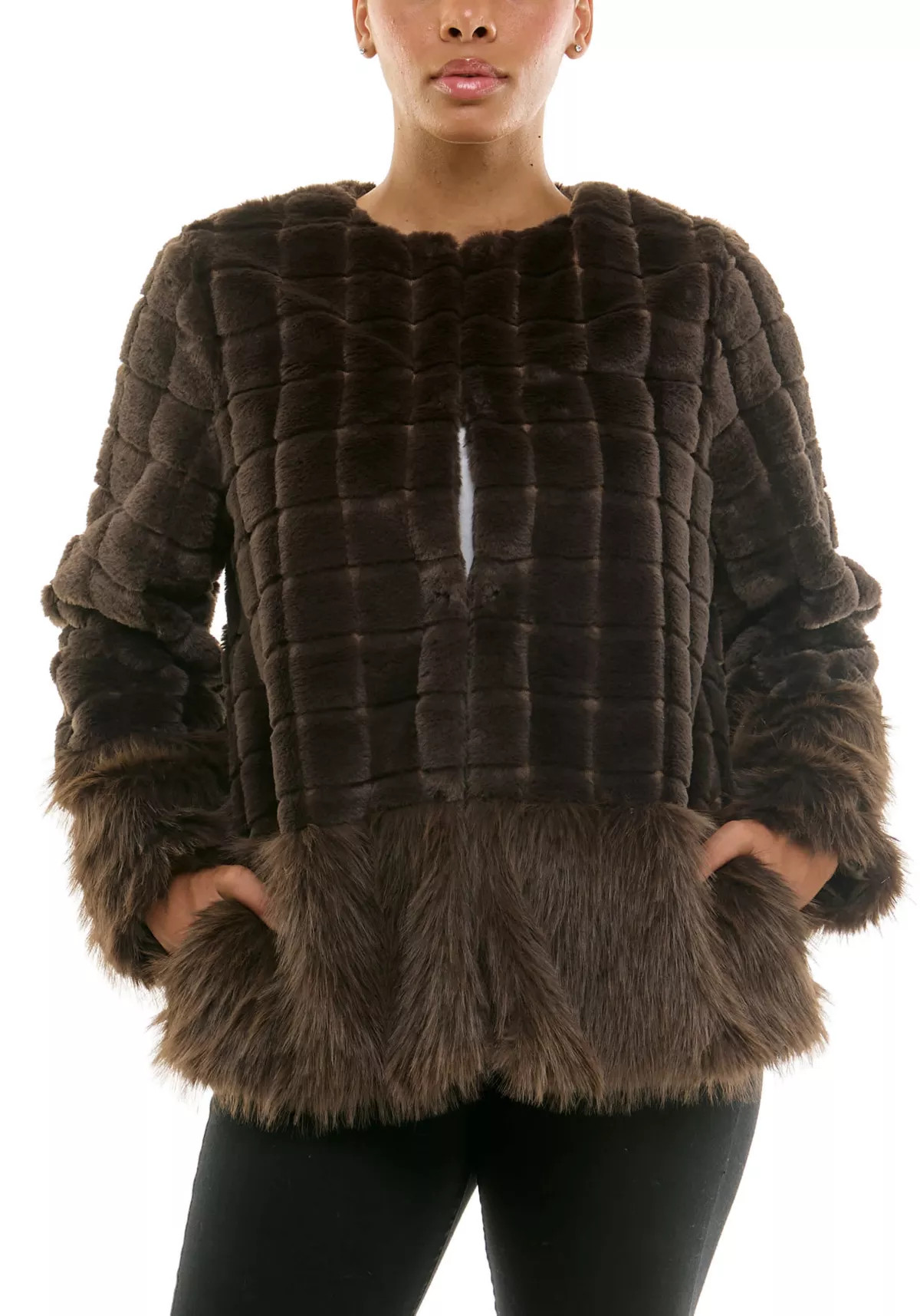 Nina LeonardMixed faux fur jacket | Belk