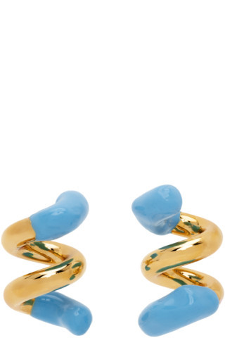 Gold & Blue Fusillo Earrings | SSENSE