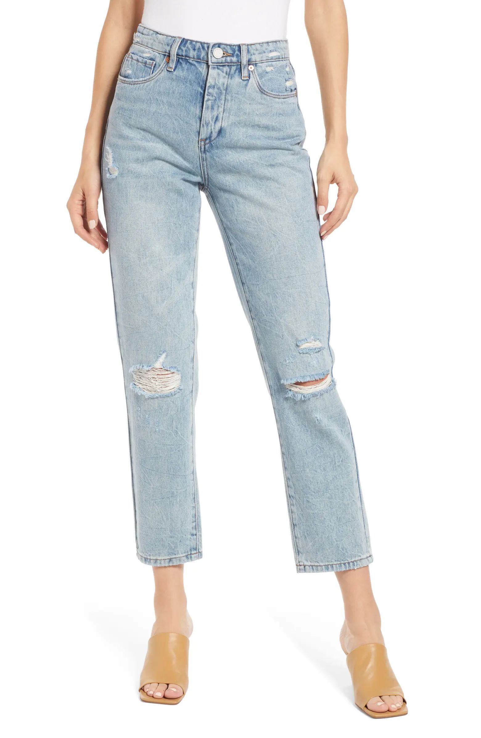 BLANKNYC The Madison Sustainable Ripped Knee Crop Jeans | Nordstrom | Nordstrom