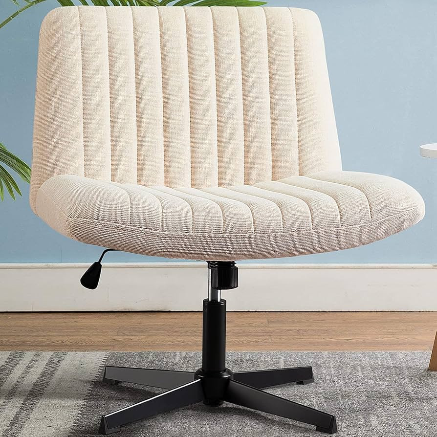 WOKEEN Armless Office Desk Chair No Wheels Padded Vanity Chair Mid-Back Modern Home Office Comput... | Amazon (US)