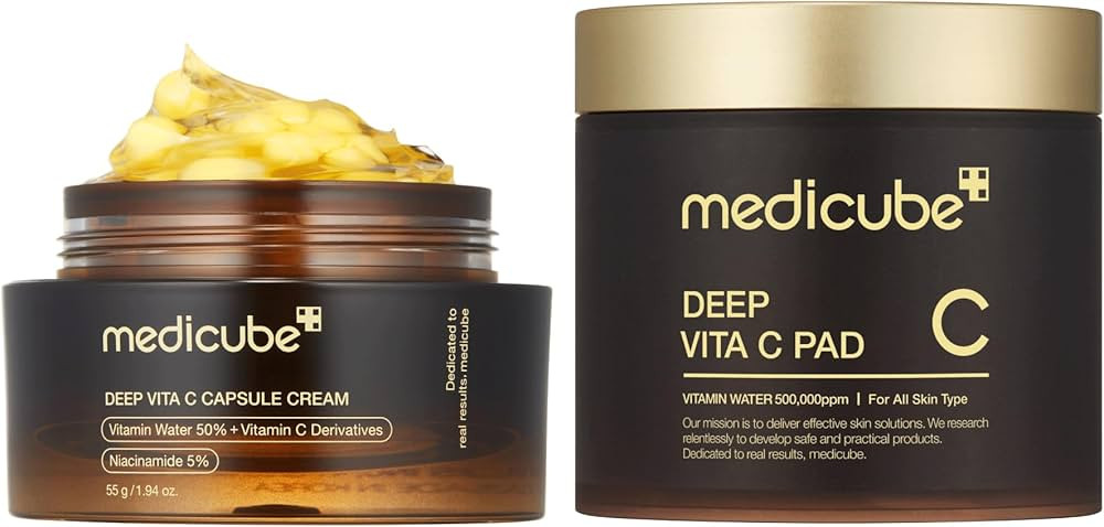 medicube Glass Skin Duo for uneven skin: Deep Vita C Toner Pads and Deep Vitamin C Golden Capsule... | Amazon (US)