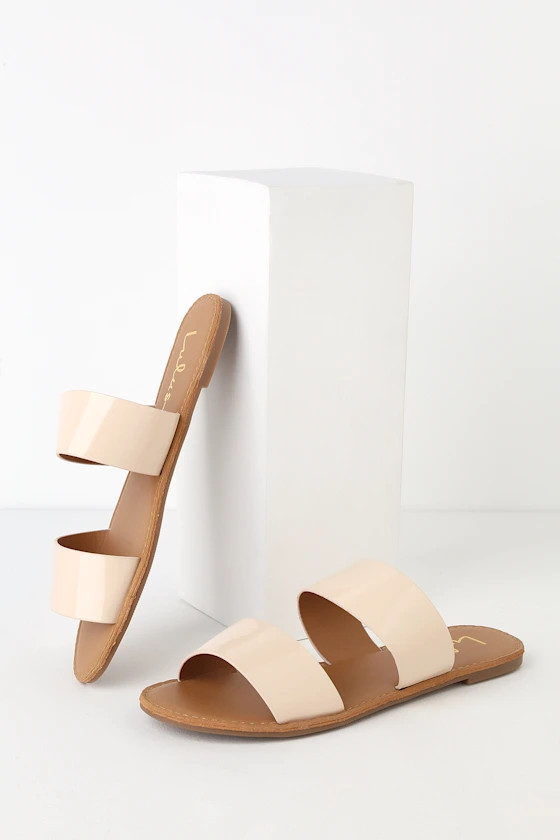 Time to Chill Nude Patent Slide Sandals | Lulus (US)