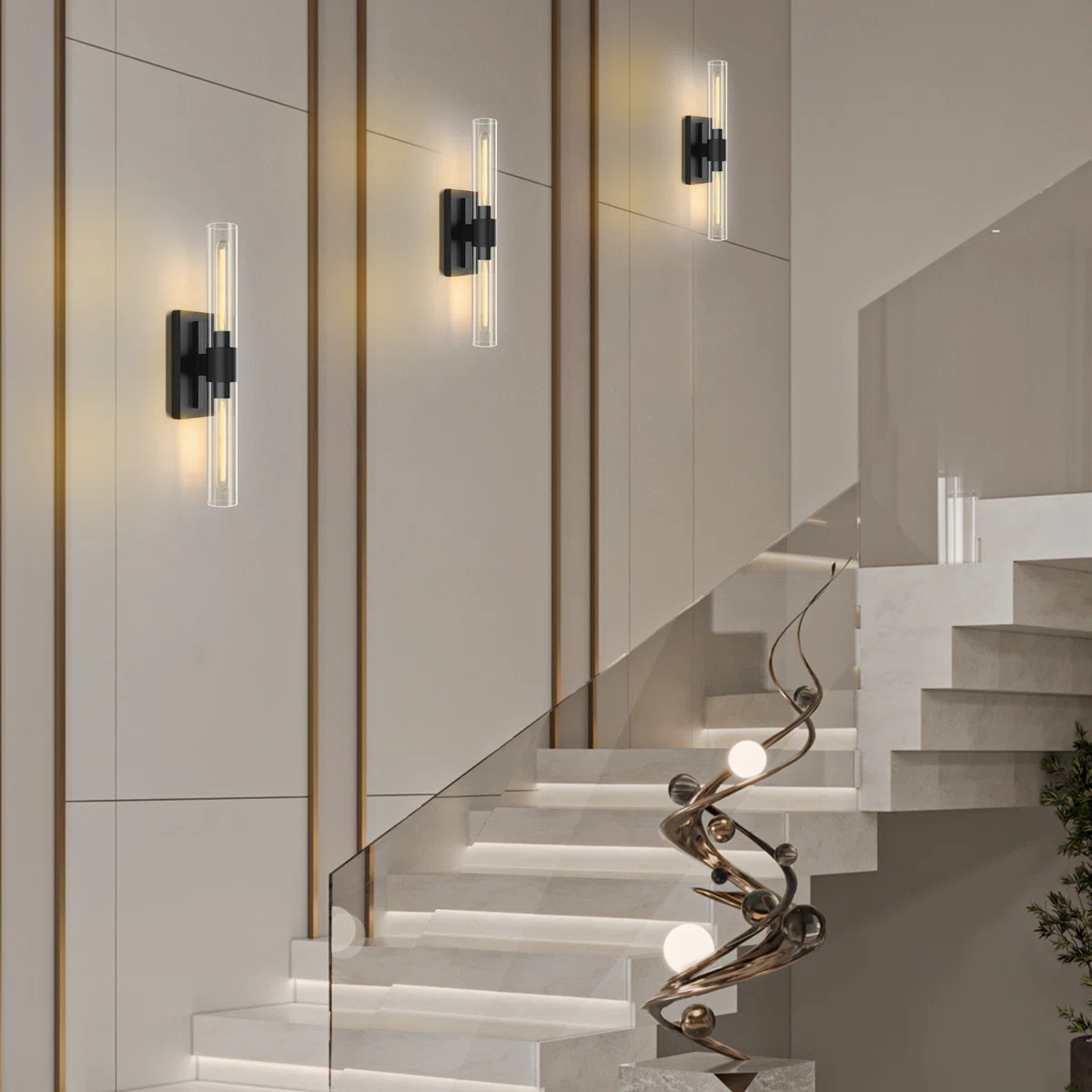 Zolee Luxury Brass Glass Wall Sconces ，Brass Wall Lights for Bathroom Vanity(Including Bulb) (S... | Wayfair North America