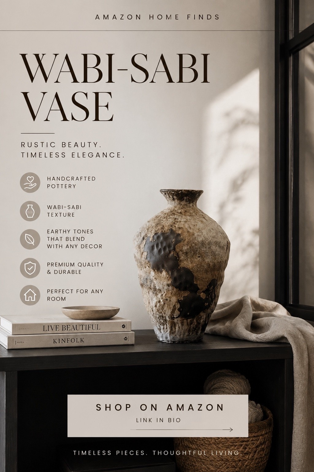 Elevate your home with this beautiful handcrafted Wabi-Sabi ceramic vase featuring rustic textures, earthy tones, and timeless artisan style. 

Perfect for styling shelves, consoles, coffee tables, entryways, bedrooms, or living rooms. 

Whether your home is modern farmhouse, Japandi, Scandinavian, minimalist, or organic modern, this statement vase adds warmth and character to any space. 

Shop this beautiful Amazon home find and bring effortless designer style into your home. 🖤

#LTKHome #LTKSaleAlert #LTKdayinmylife