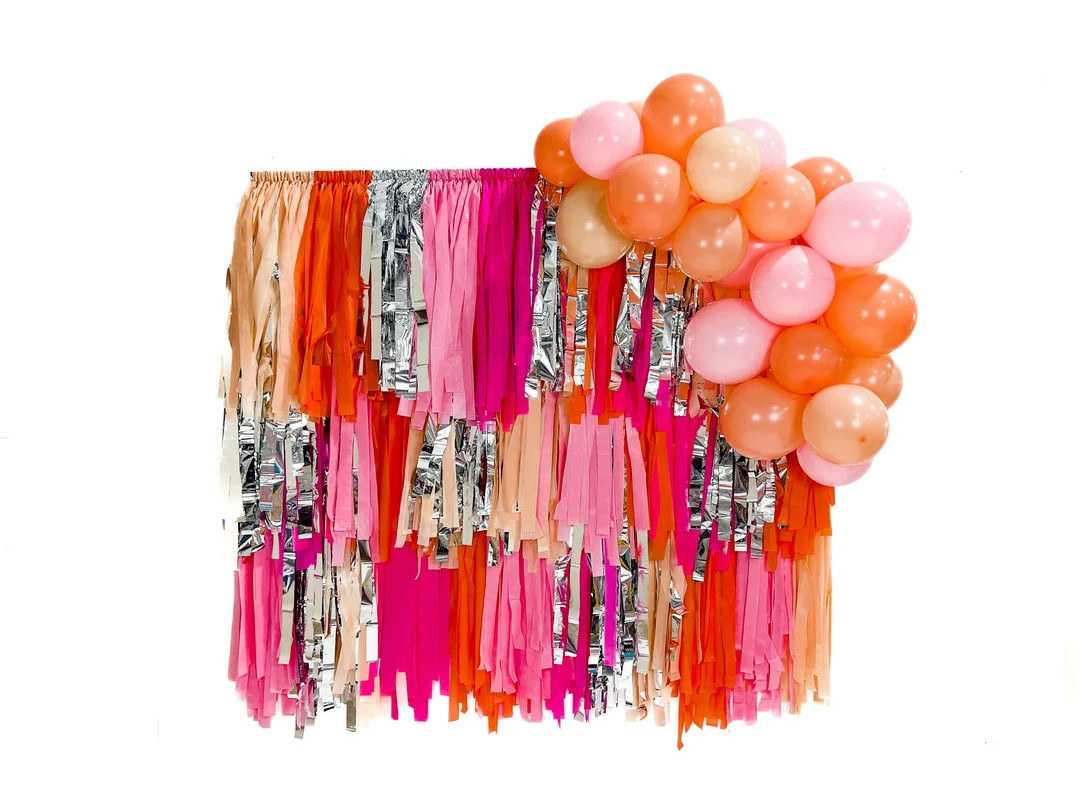 Pink & Orange Fringe Backdrop - Saturday Night Fever - Pink Party, Barbie Birthday Party Decor, 7... | Etsy (US)