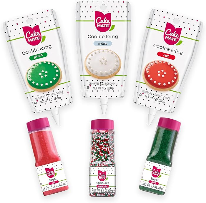 Cake Mate Christmas Decorating Kit – Red & Green Decorating Sugar (2.25 oz), White, Red & Green... | Amazon (US)
