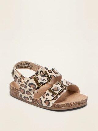 Leopard-Print Faux-Leather Double-Strap Sandals for Baby | Old Navy (US)