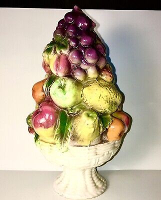 Mid Century Majolica Ceramic Fruit Topiary Centerpiece Basket 10”Made In Italy | eBay US