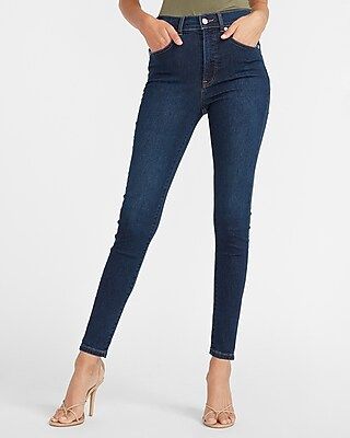 High Waisted Dark Wash Skinny Jeans, Women's Size:00 Long | Express