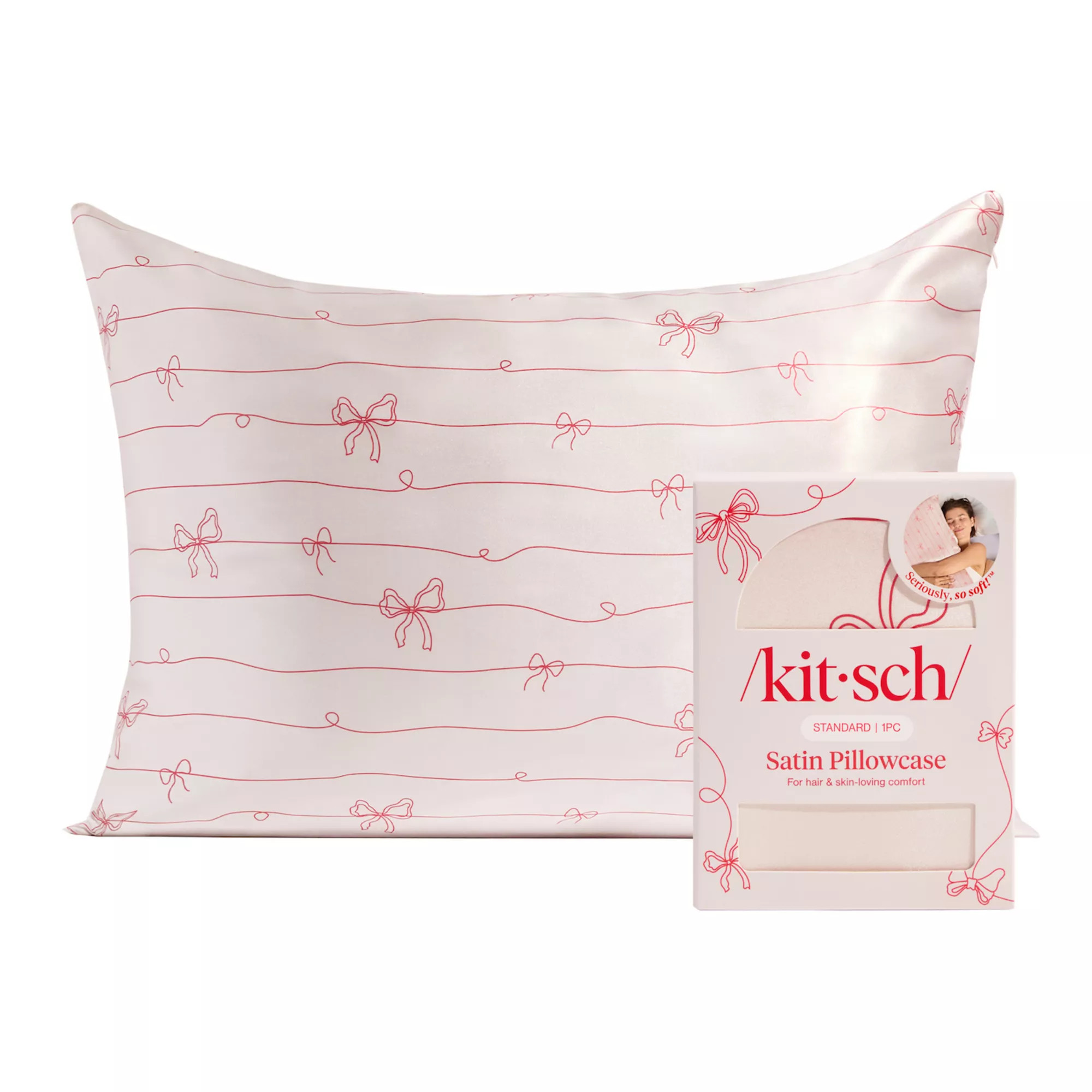 Kitsch Standard Satin Striped Bows Pillowcase | Kohl's