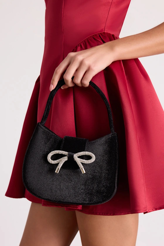 Bowden Black Velvet Mini Handbag | Lulus