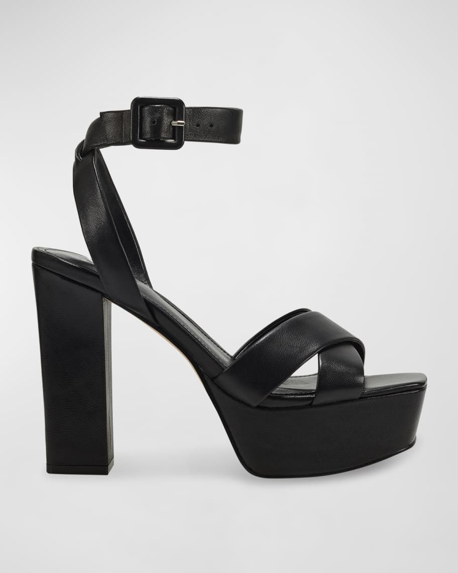 Marc Fisher LTD Faril Metallic Ankle-Strap Platform Sandals | Neiman Marcus