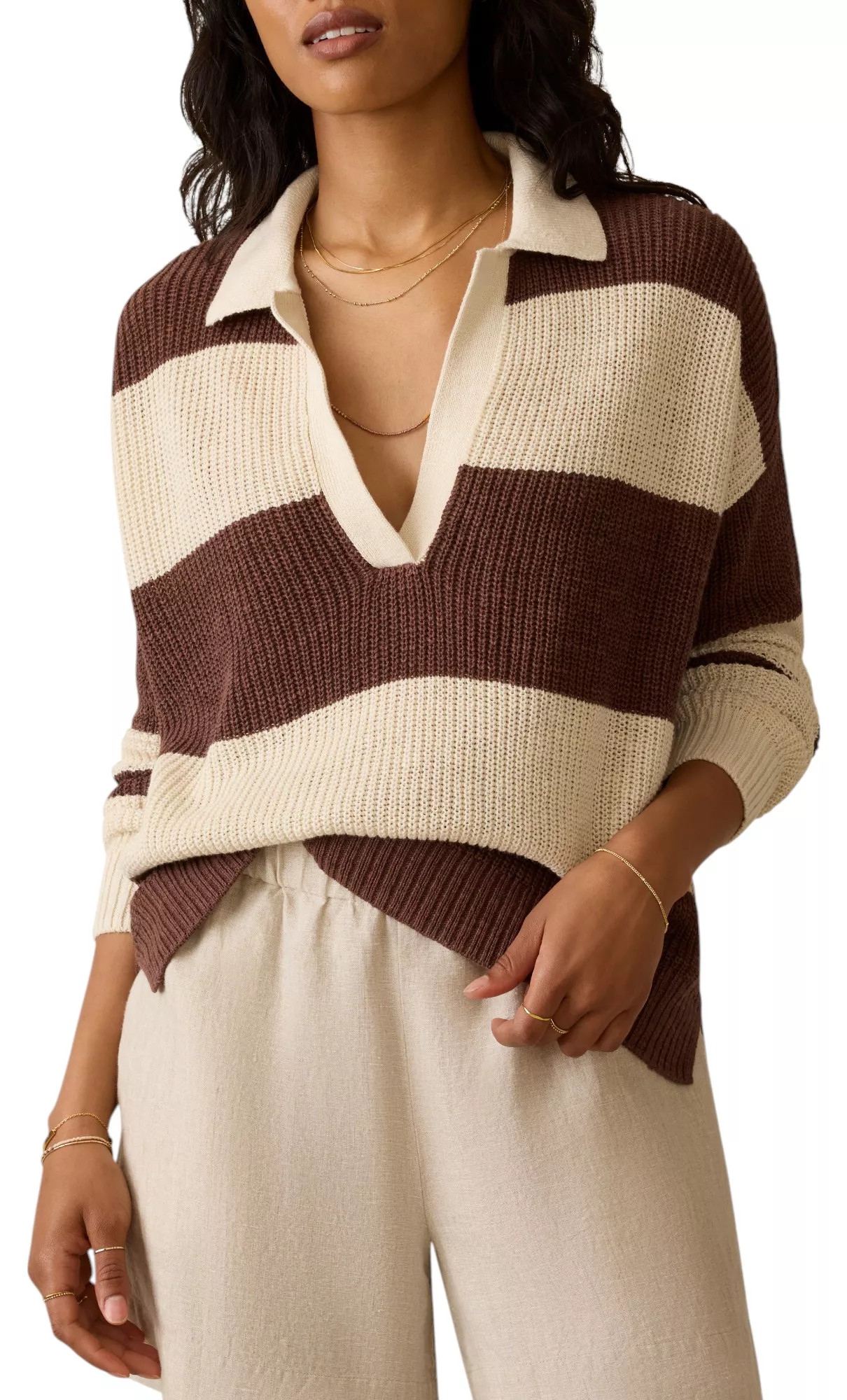 Faherty Women's Miramar Linen Polo Sweater, Wash | DICK'S Sporting Goods