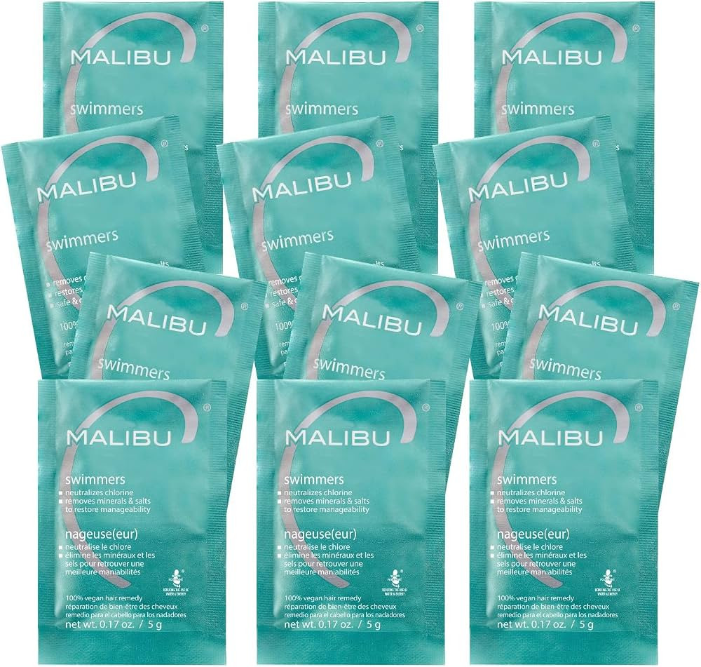 Malibu C Swimmers Wellness Remedy & After Pool Hair Care - Restoring & Hydrating Swim Treatment with Vitamin C Complex - Protects Against Discoloration from Chlorine, Salt Water, Build Up (12 Packets) | Amazon (US)
