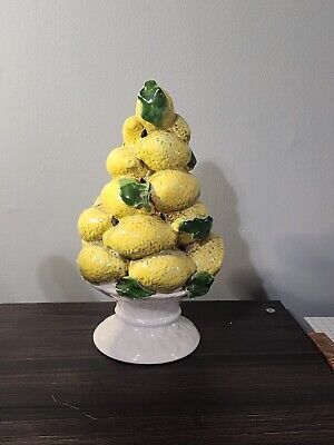 Vintage MCM Italian Majolica Lemon Topiary Ceramic Tree Centerpiece Hand Painted  | eBay | eBay US