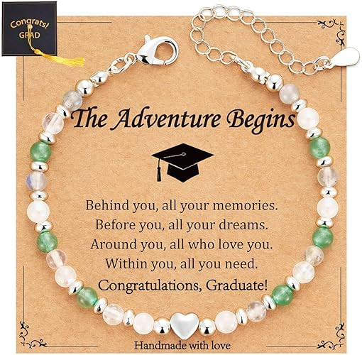 2026 Graduation Gift for Her, Graduation Bracelet Natural Stone Beads Bracelets Middle High Schoo... | Amazon (US)