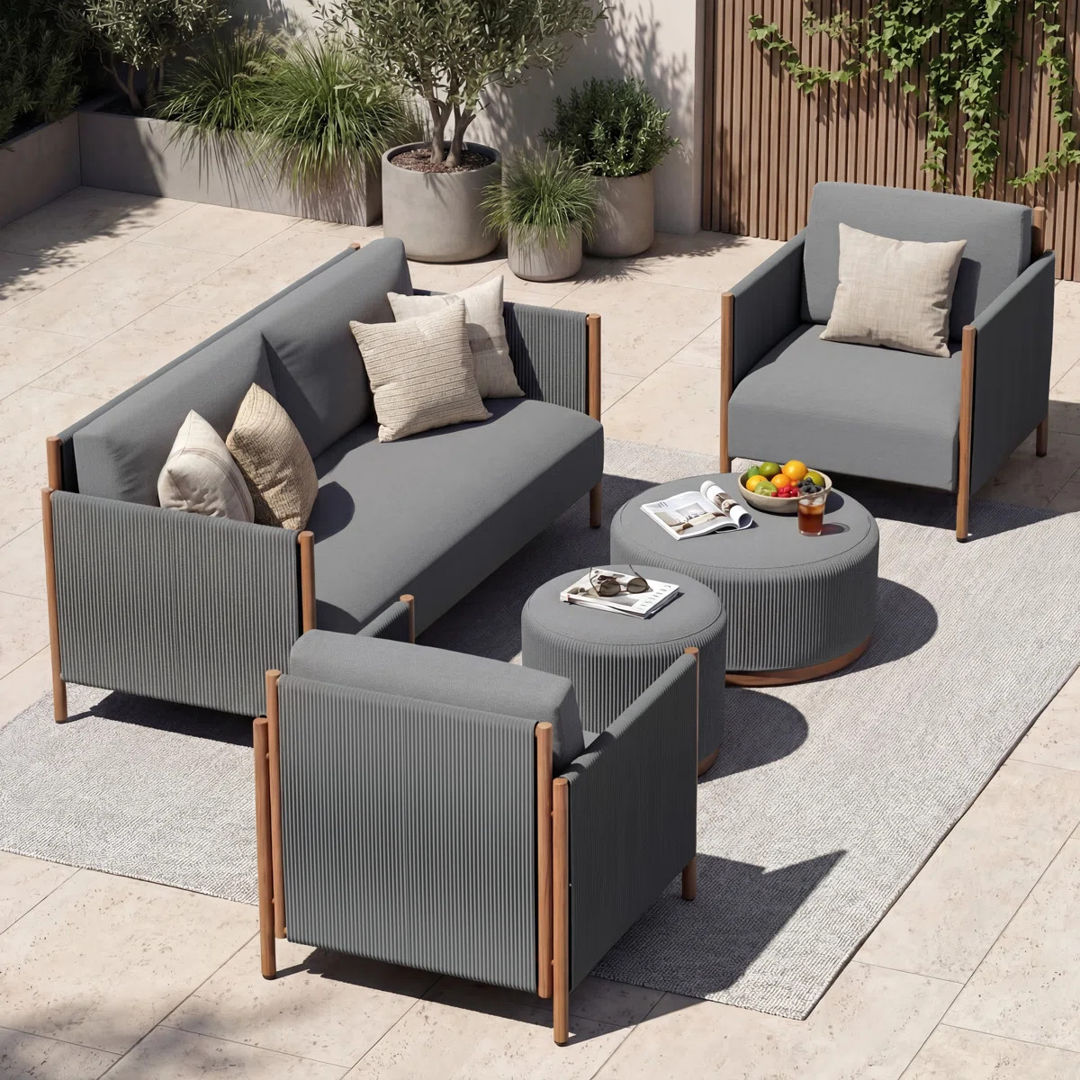 Briles Aluminum 5 Piece Outdoor Sofa Seating Group with Olefin Cushions | Wayfair North America