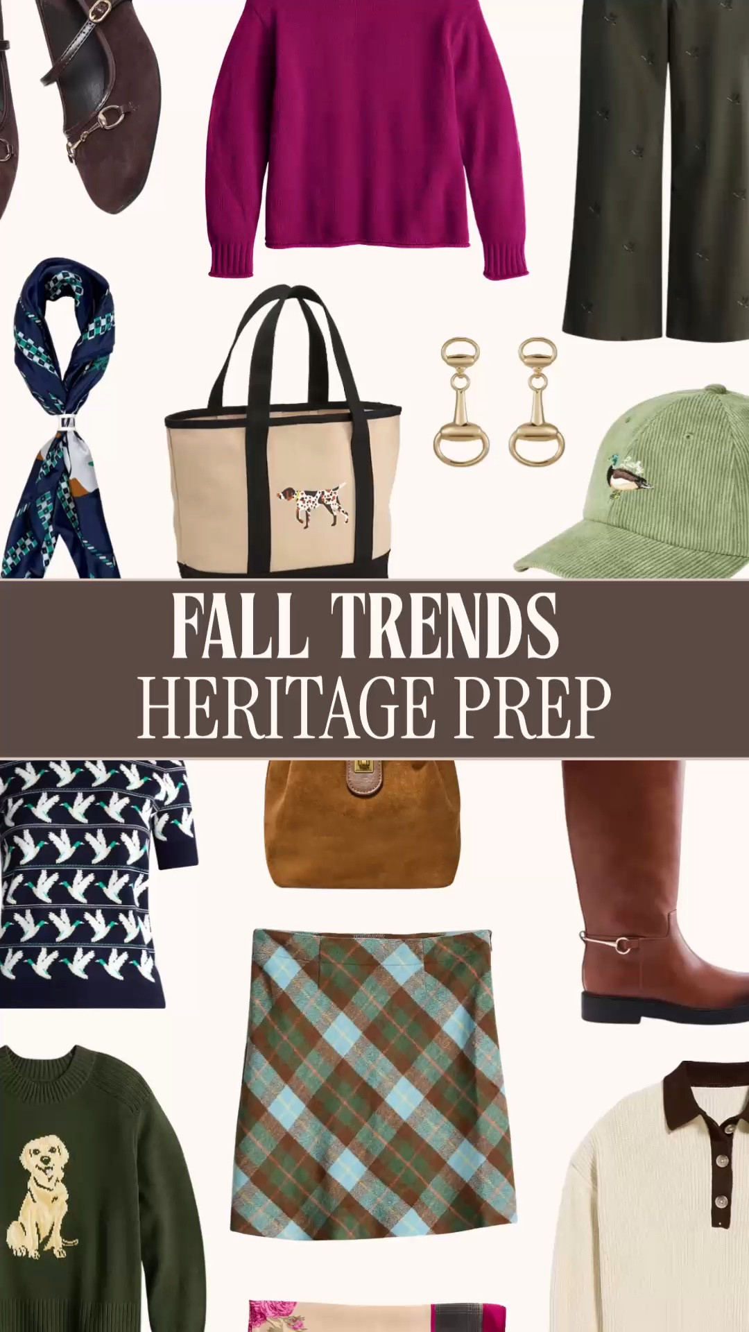 Heritage prep fall outfits | preppy fall style | equestrian outfits | Ralph Lauren inspired fashion

Heritage prep is going to have a very good fall, and I gathered the pieces that get the look without the price tag: mallard sweaters, embroidered duck pants, argyle skirts, riding boots, horsebit jewelry, silk scarves and novelty knits, all linked in one place.

The visual codes are unmistakable: forest green, chocolate brown, burgundy and plum; plaids and argyle; equestrian hardware; heritage animal motifs; suede, corduroy and knits. It has the Ralph Lauren and J.Crew fall-catalog feeling my closet understands instinctively. Mallards have somehow become a neutral, and frankly, I support this development.

Start with one personality piece and build around it. Pair the duck sweater with jeans and loafers, the argyle mini with a solid knit and riding boots, or the embroidered pants with a crisp white shirt. These work for teacher outfits, business casual workwear, football weekends, school pickup, brunch, church, travel and fall outfits.

This collection works from early fall through cooler weather, whether you want one heritage-prep accent or the full country-estate wardrobe feeling for way less.

heritage prep outfits women, classic preppy outfits, equestrian style women, country club style, English countryside outfit, East Coast fall outfits, Ralph Lauren look for less, J.Crew inspired fall outfit, mallard sweater, embroidered duck pants, argyle skirt outfit, riding boots outfit, horsebit jewelry, novelty sweater, fall capsule wardrobe, teacher outfits women, fall work outfits

#LTKFindsUnder50 #PreppyStyle #HeritagePrep #FallOutfits #RalphLauren #JCrew #EquestrianStyle #LookForLess

#LTKSeasonal #LTKWorkwear #LTKootd