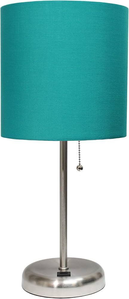 Simple Designs LT2044-TEL Brushed Steel Stick Table Desk Lamp with USB Charging Port and Drum Fab... | Amazon (US)