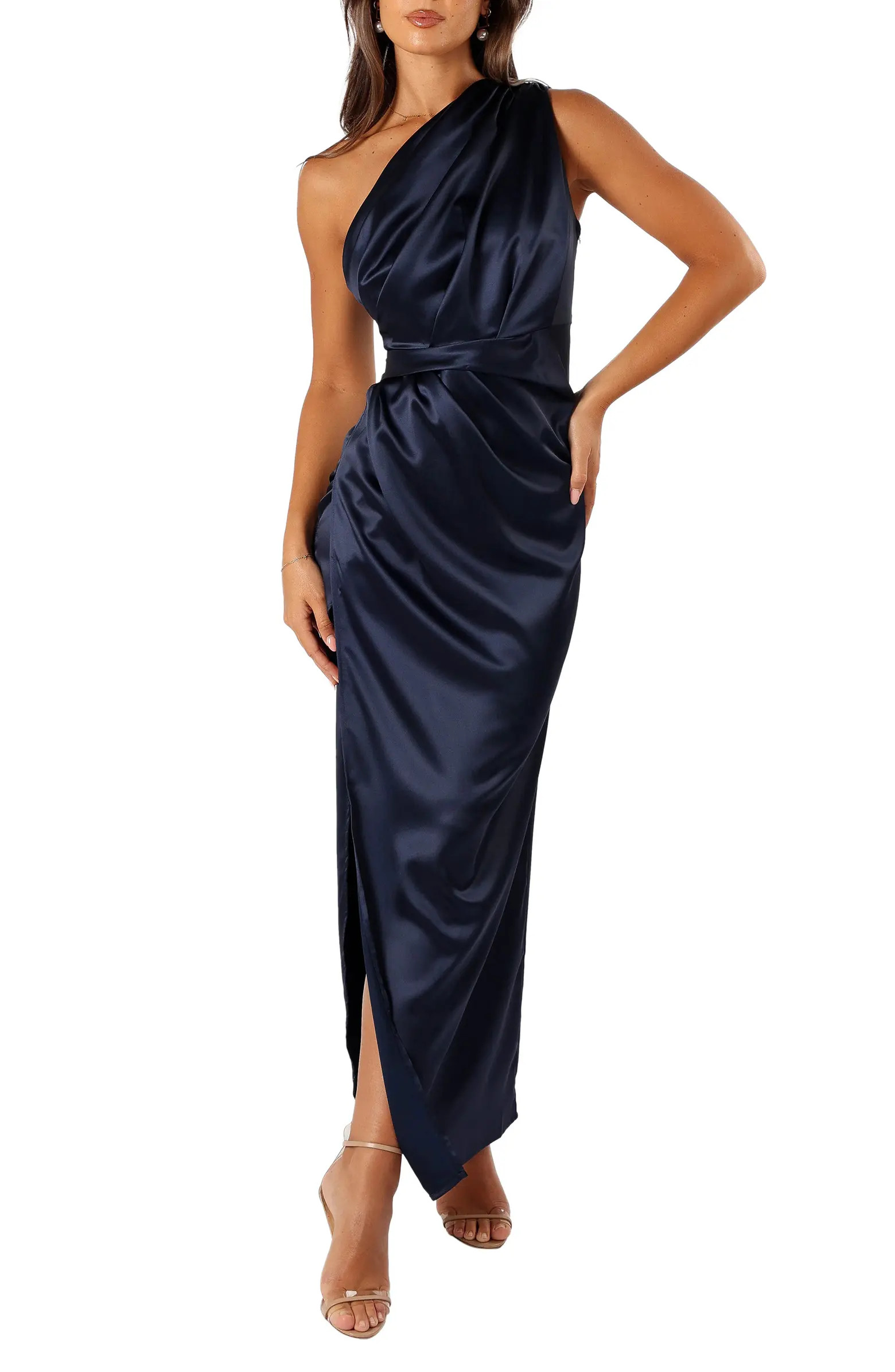 Nadia One-Shoulder Satin Maxi Dress | Nordstrom