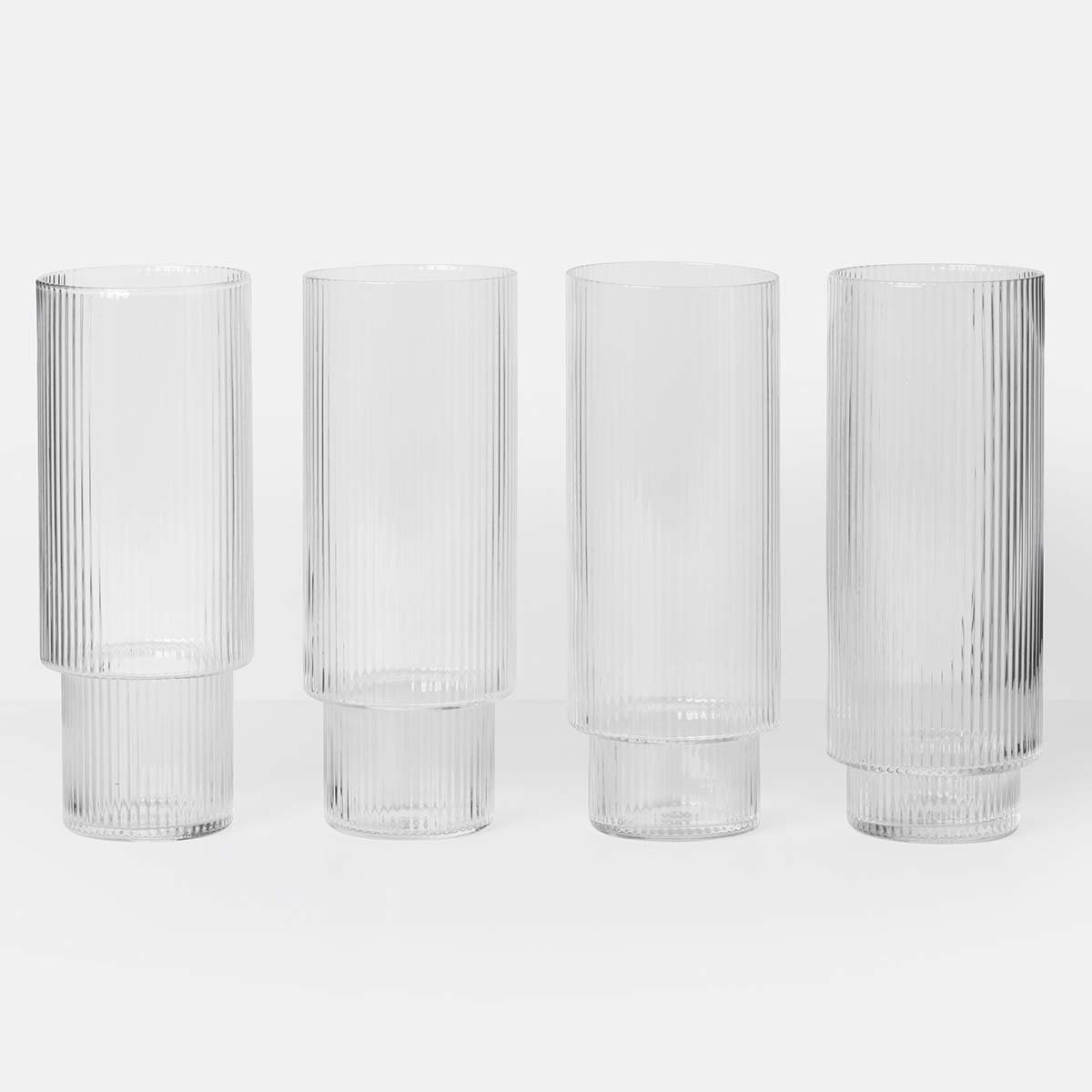 Ferm Living Ripple Long Drink Glasses, Set of 4 | dotmaison.com