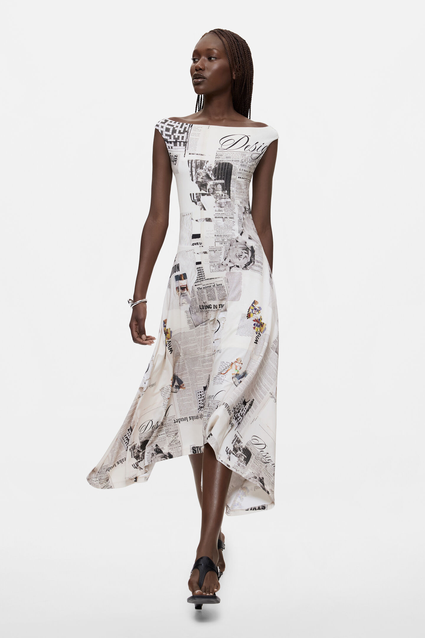 Sleeveless printed dress white Women's I Desigual.com | Desigual USA,CA