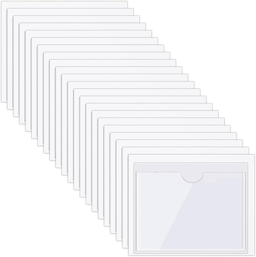 50 Pack Self Adhesive Index Card Pockets with Top Open for Loading, Clear Plastic Labels Holders ... | Amazon (US)