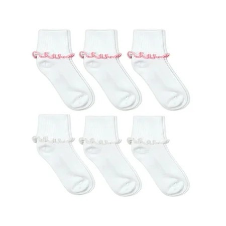 Jefferies Socks Girls Socks, 6 Pack Ripple Edge Smooth Toe Dress Turn Cuff Sizes Toddler and XS - M | Walmart (US)