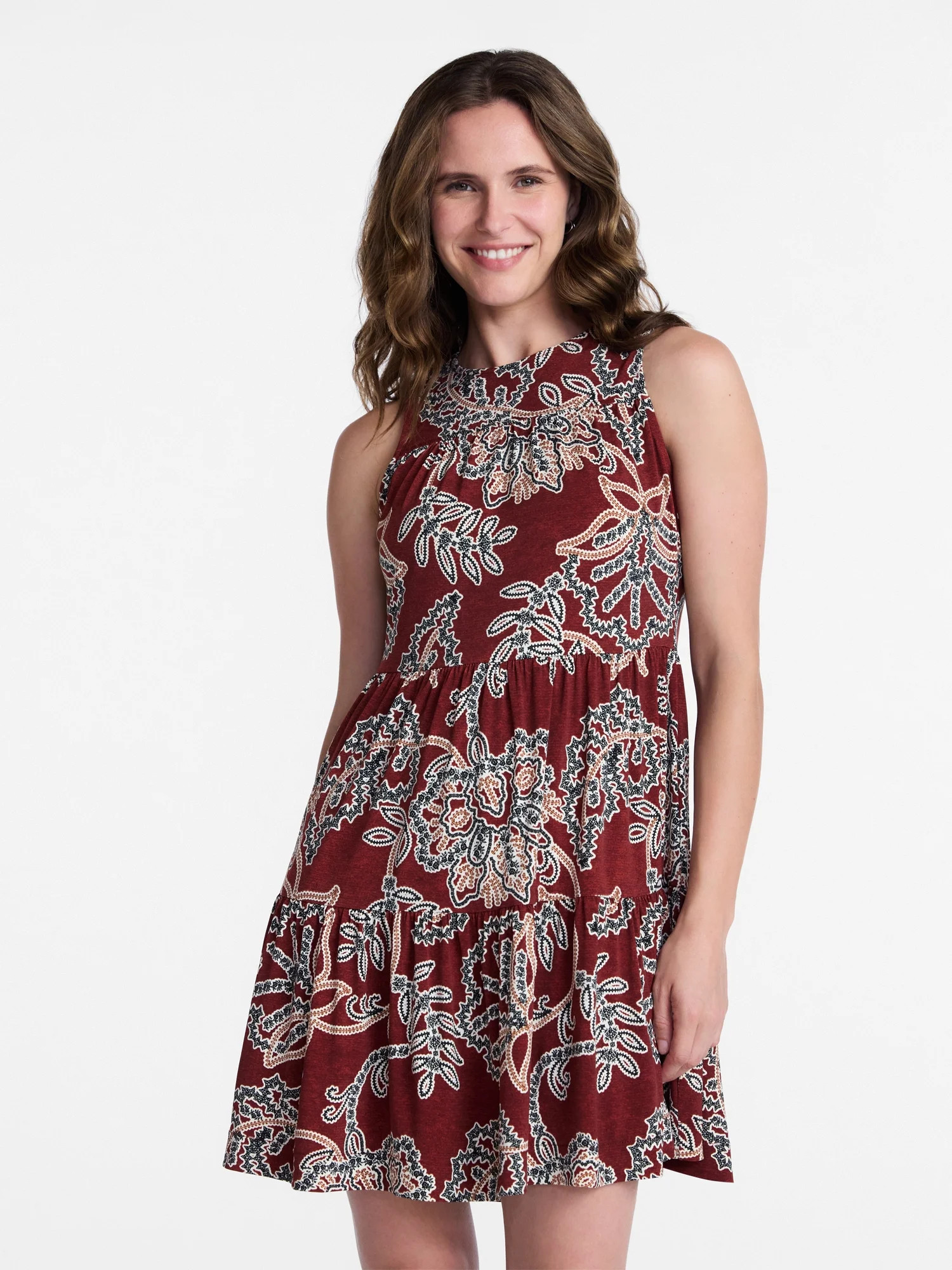 Time and Tru Women's Sleeveless Tiered Mini Dress, Sizes XS-4X | Walmart (US)