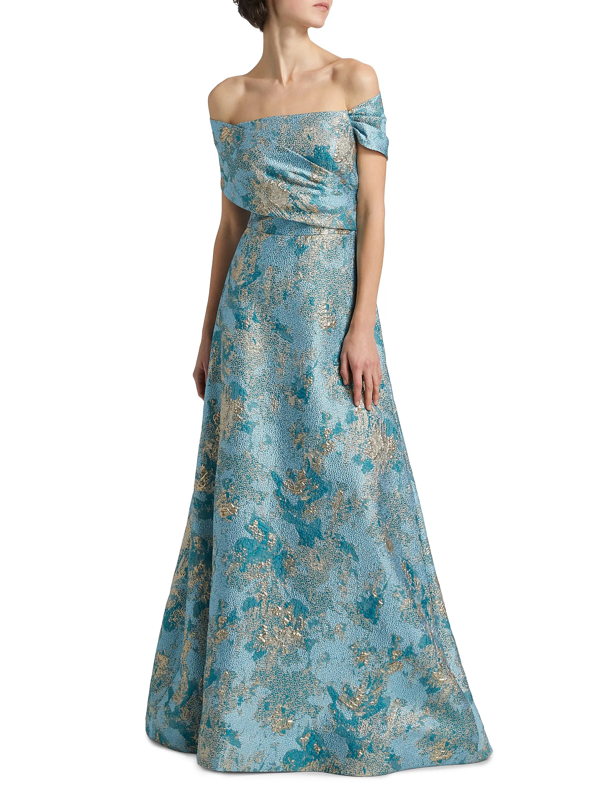 Metallic Jacquard Off-The-Shoulder Gown | Saks Fifth Avenue