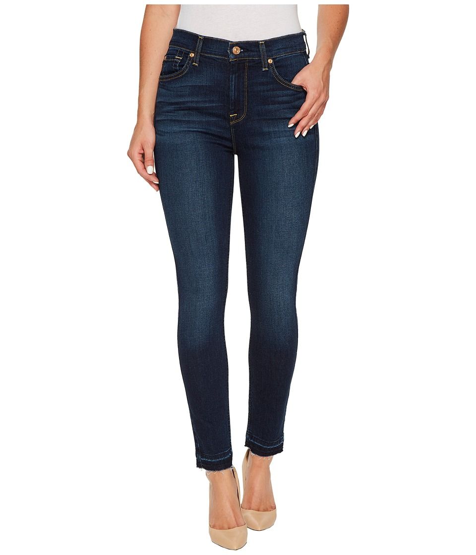 7 For All Mankind - High Waist Ankle Skinny w/ Released Hem in Victoria Blue (Victoria Blue) Women's Jeans | Zappos