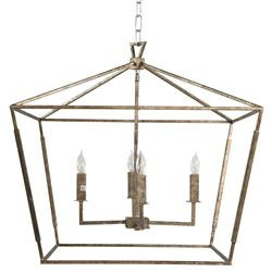 Gabby Amelia Mid Century Antique Silver Lantern Style Chandelier - Small | Kathy Kuo Home