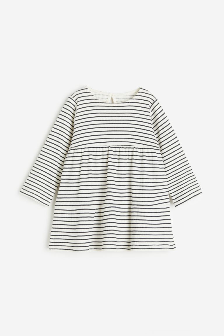 Cotton Jersey Dress - Dark gray/striped - Kids | H&M US | H&M (US + CA)