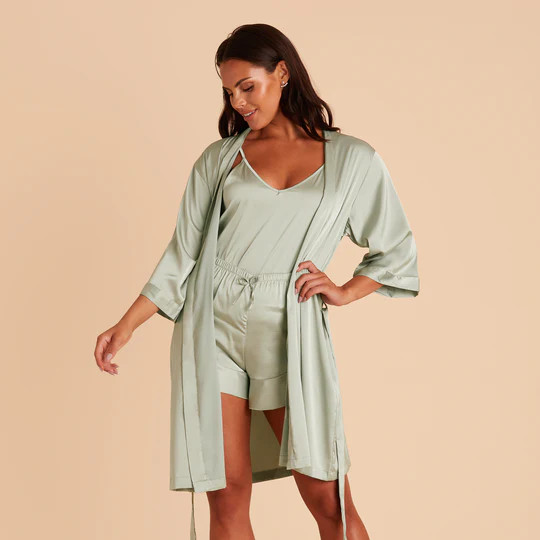 Satin Robe - Sage | Birdy Grey