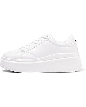 LUCKY STEP Women's Platform Fashion Sneakers Faux Leather Classic Tennis Shoes Low Top Casual Wal... | Amazon (US)