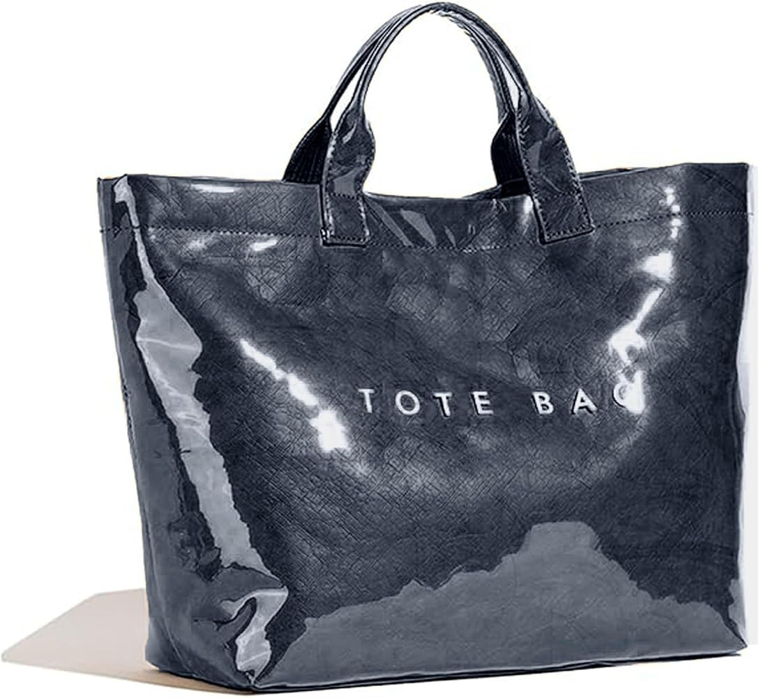 Tote Bag for Women Large PVC Tote Bag Letters Print Plastic Handbag for Christmas Gift | Amazon (US)