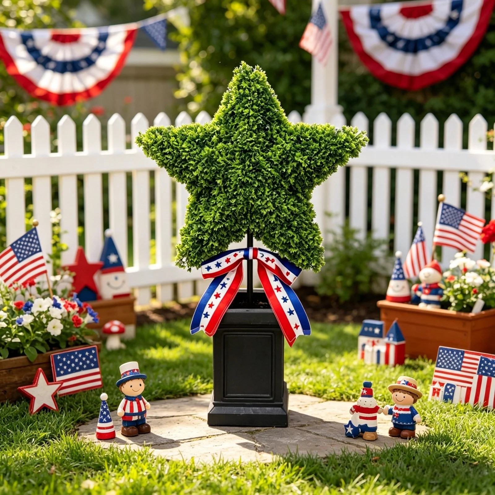 BiFandian July of 4 Star-Shaped Artificial Topiary Plants, Patriotic Topiary Trees Potted Plant f... | Walmart (US)