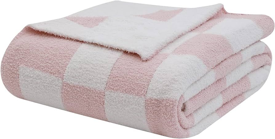 bearberry Fuzzy Checkerboard Grid Throw Blanket Soft Cozy Warm Microfiber Blanket Decor for Couch... | Amazon (US)