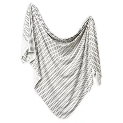Copper Pearl™ Midtown Knit Swaddle Blanket in White/Grey | Bed Bath & Beyond