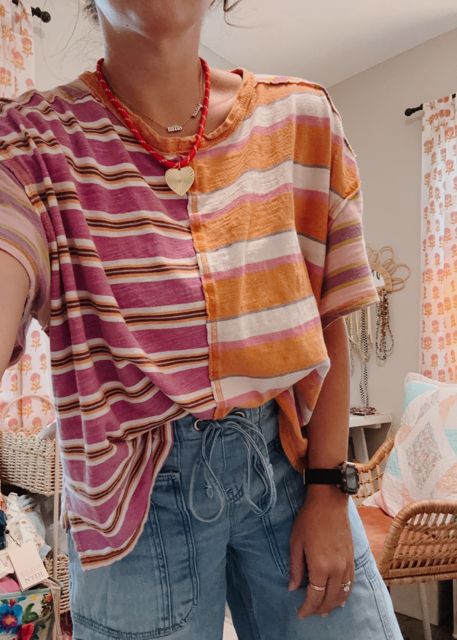 free people top that is worth the splurge! tie waist pull on barrel jeans 