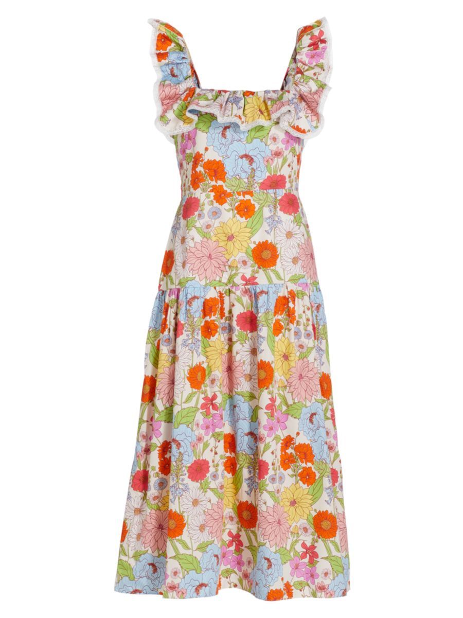 Jessie Floral Ruffled Midi Dress | Saks Fifth Avenue