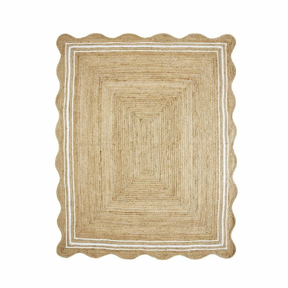 My Texas House Natural/White Scallop Jute with Border Area Rug, 8' x 10' | Walmart (US)