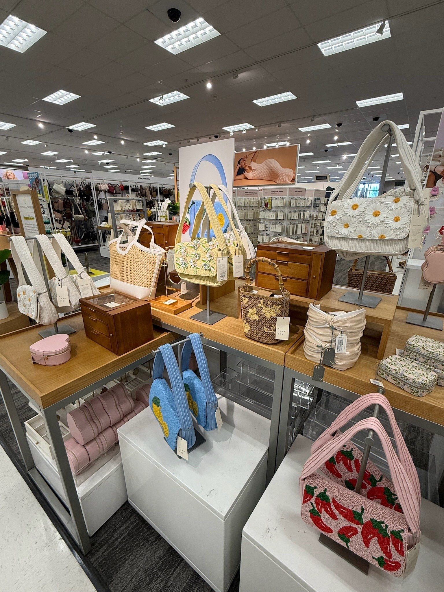 Beaded handbags, satin headband and jewelry organization from target 

#LTKSeasonal #LTKBeauty