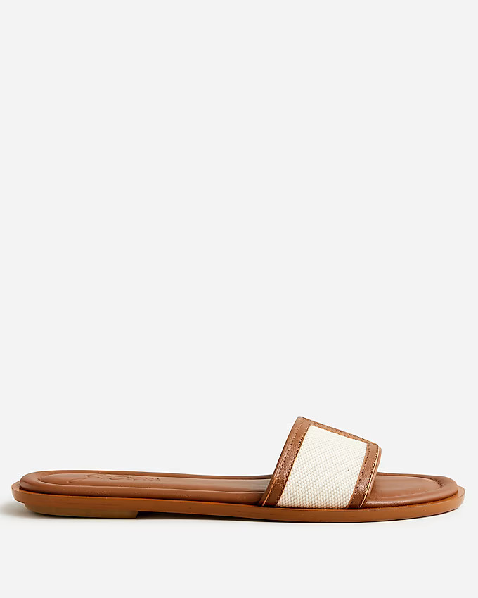 Slide sandals in canvas and leather | J. Crew US