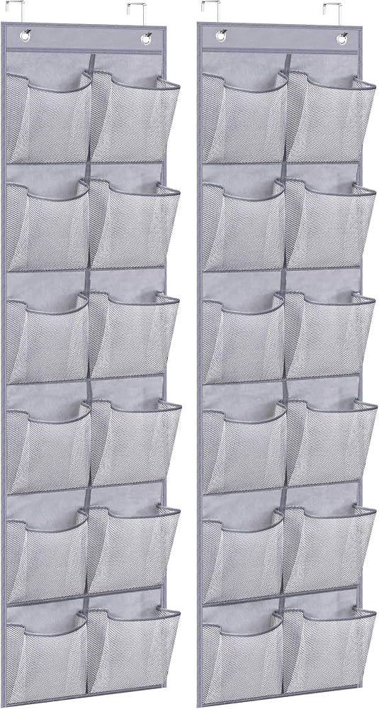 MISSLO Narrow Over The Door Shoe Organizer Door Hanger 12 Large Mesh Pockets Hanging Shoe Rack fo... | Amazon (US)