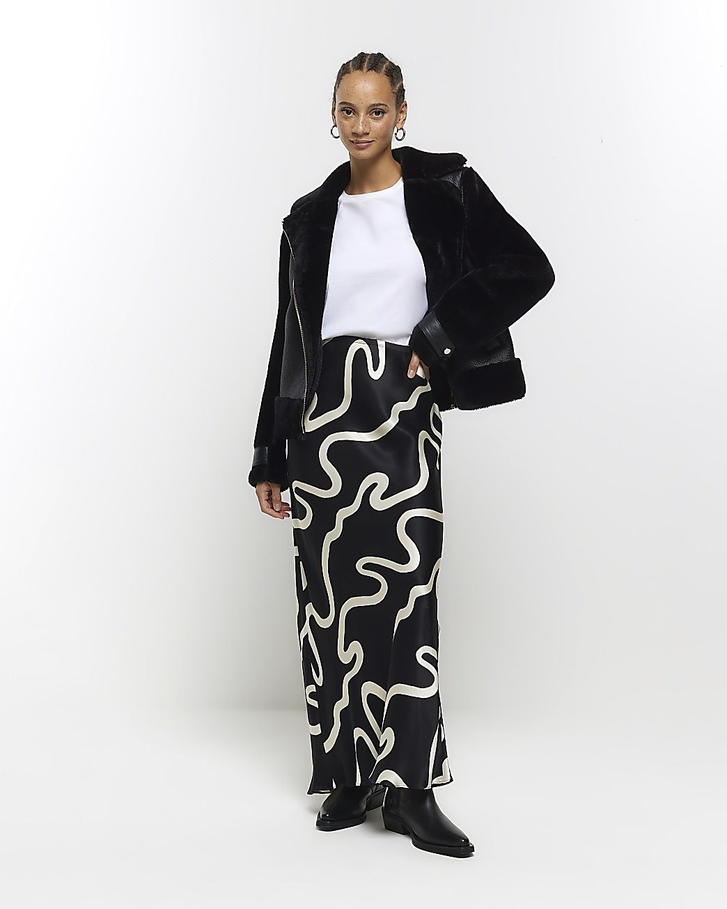 Black abstract maxi skirt | River Island (UK & IE)